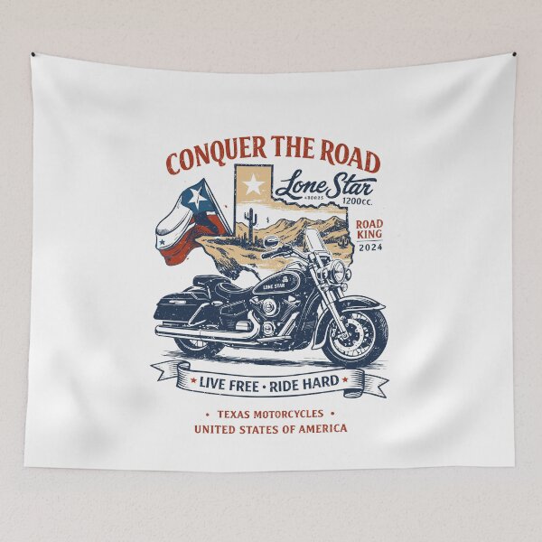 Item preview, Conquer The Road Texas Lone Star Motorcycle Poster designed and sold by Matinez Pink.