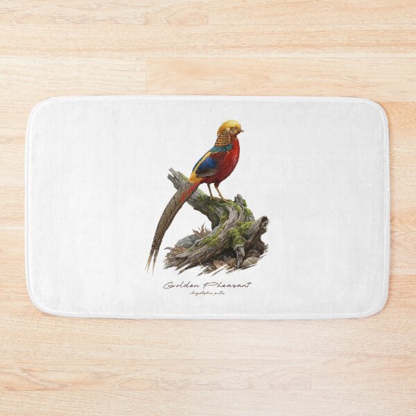 Item preview, Golden Pheasant on Tree Stump Bird Illustration designed and sold by Takeda-art.