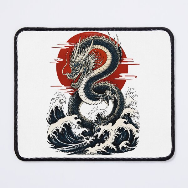 Item preview, Black Dragon and Ocean Waves designed and sold by Arbolune Studio.