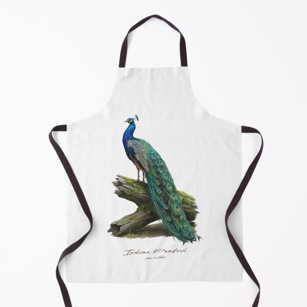 Item preview, Indian Peafowl on Mossy Wood Log Bird Illustration designed and sold by Takeda-art.