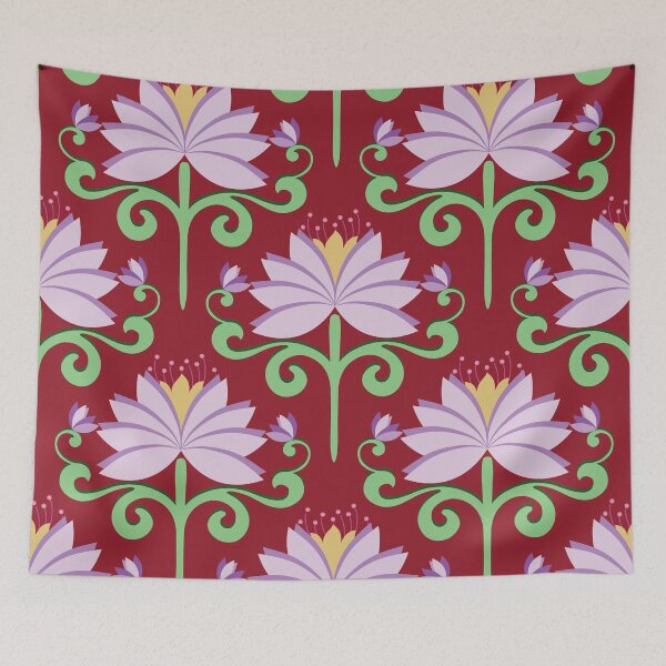 Item preview, Retro Lotus Flower Seamless Pattern Vector Background designed and sold by PowerAntShop.