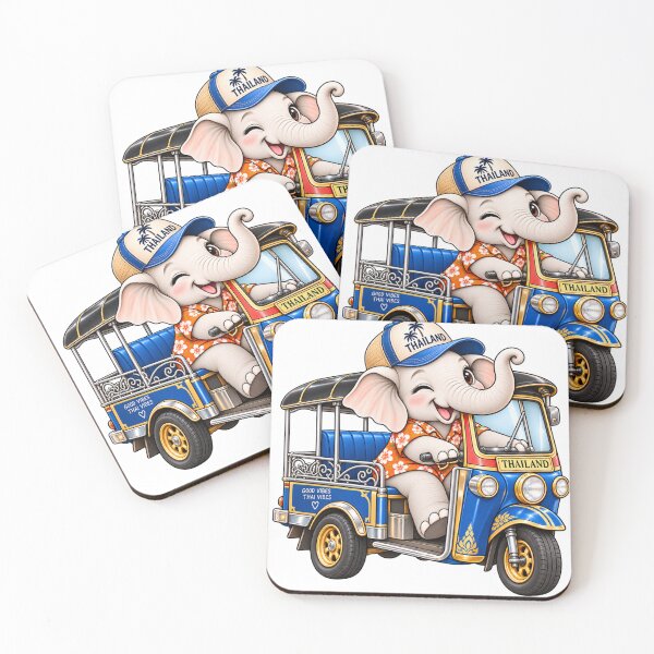 Item preview, Cute Elephant Tuk Tuk Thailand Travel Souvenir designed and sold by Nicha Studio.