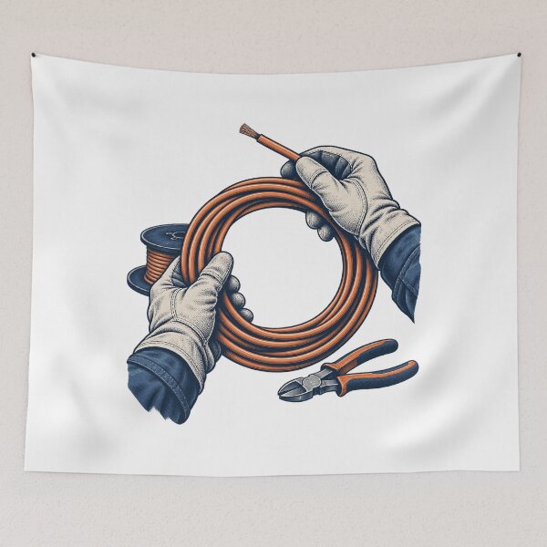 Item preview, Electrician Hands Winding a Neat Cable Coil designed and sold by ninov94.