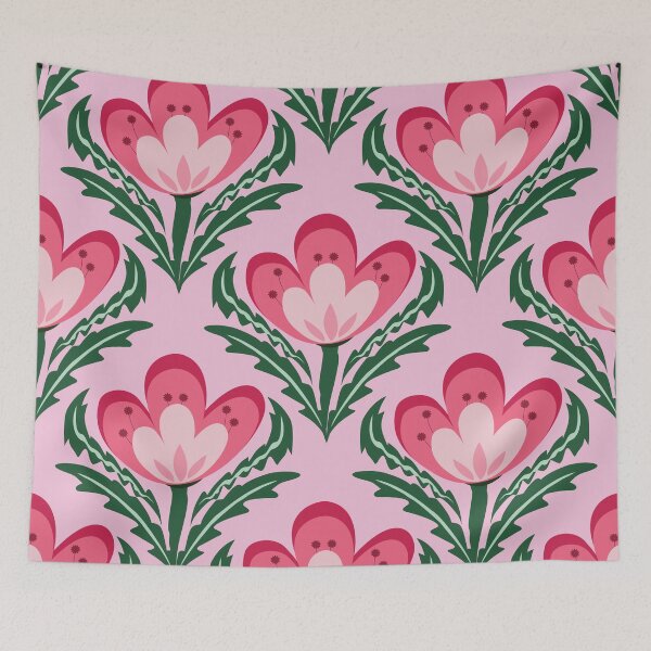 Artikelvorschau, Nahtloses Retro-Rosa-Blumenherz-Muster-Vektorhintergrund entworfen und verkauft von PowerAntShop.