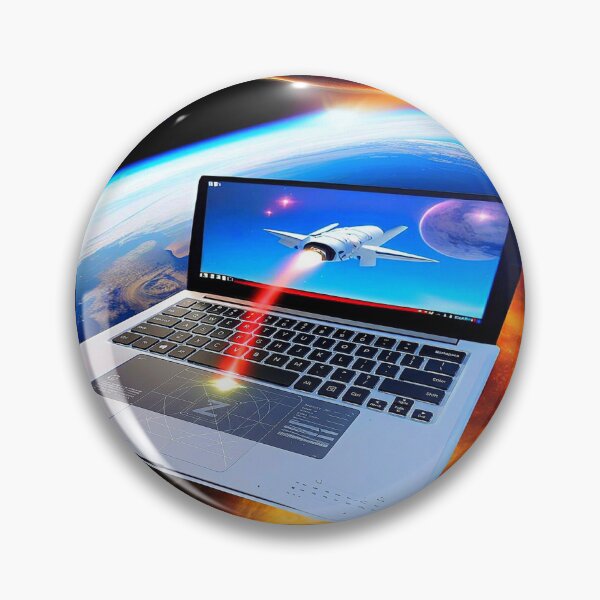 Item preview, Digital Futuristic Sci-Fi Galaxy Image of Laptop over the  Earth with Launch of Spaceship into Monitor. designed and sold by Giulivo Store Graphic.