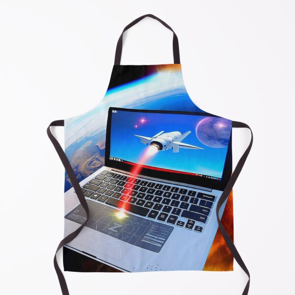 Item preview, Digital Futuristic Sci-Fi Galaxy Image of Laptop over the  Earth with Launch of Spaceship into Monitor. designed and sold by Giulivo Store Graphic.