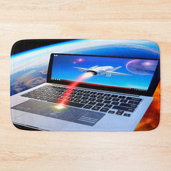 Item preview, Digital Futuristic Sci-Fi Galaxy Image of Laptop over the  Earth with Launch of Spaceship into Monitor. designed and sold by Giulivo Store Graphic.