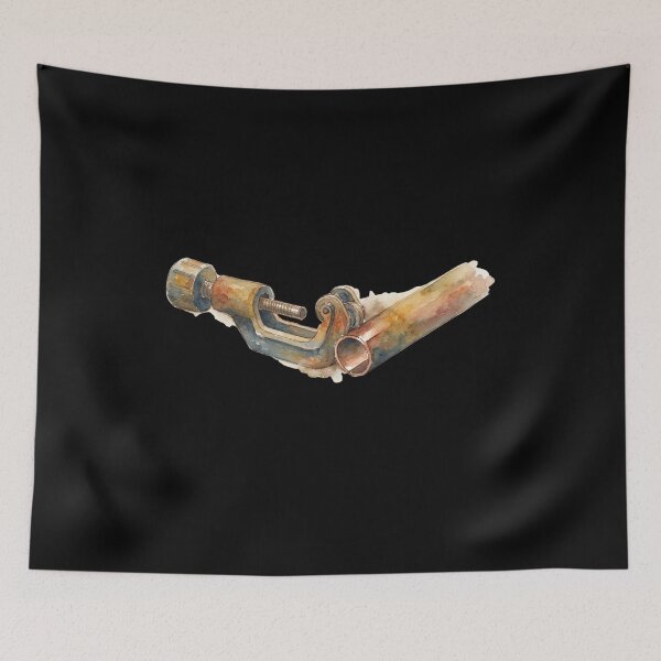 Item preview, Vintage Watercolor Pipe Cutter And Copper Pipe designed and sold by bvdesignart.