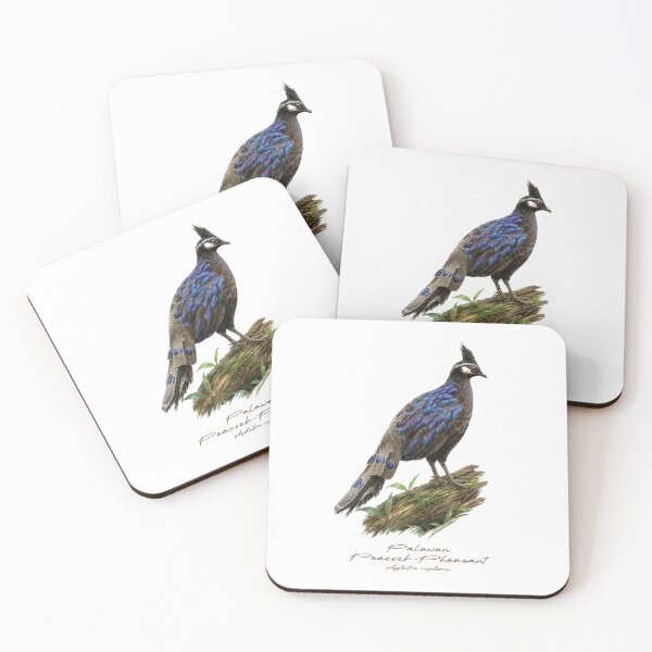 Item preview, Palawan Peacock-Pheasant on Mossy Log Bird Illustration designed and sold by Takeda-art.