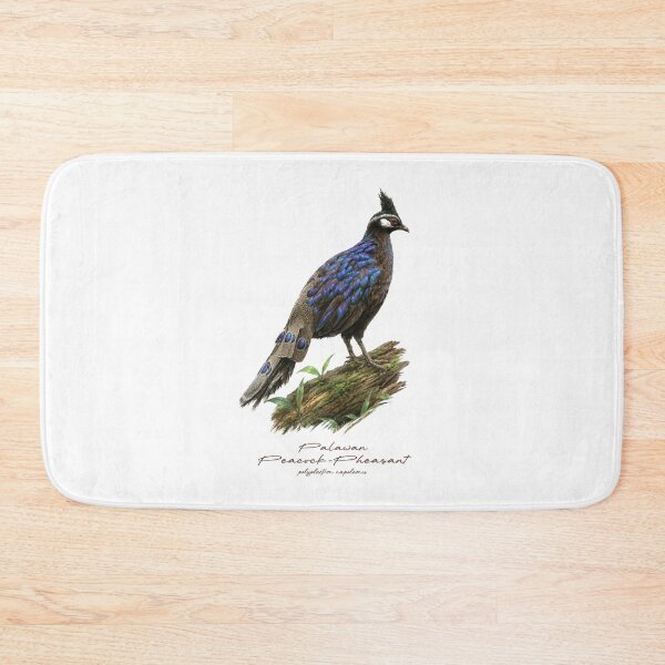 Item preview, Palawan Peacock-Pheasant on Mossy Log Bird Illustration designed and sold by Takeda-art.