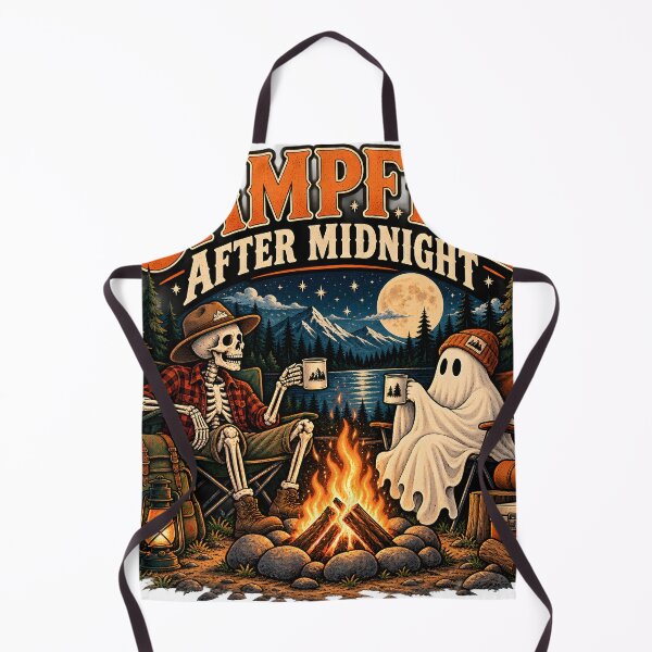Item preview, Campfire After Midnight Skeleton Ghost Retro Halloween Camping designed and sold by suthee navakul.