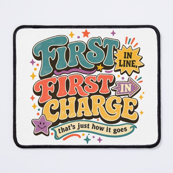 Item preview, First in Line First in Charge Funny Firstborn Sibling Retro Art Design designed and sold by inkoutninja.
