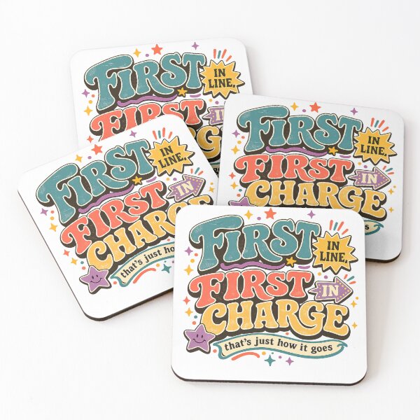 Item preview, First in Line First in Charge Funny Firstborn Sibling Retro Art Design designed and sold by inkoutninja.
