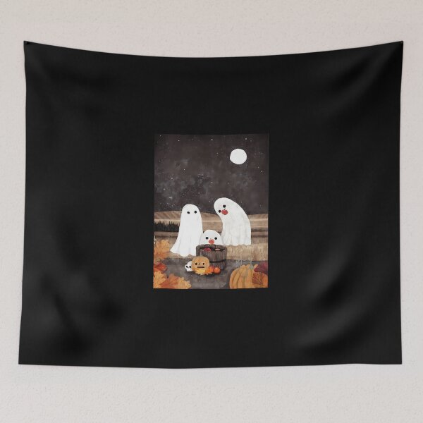 Item preview, Cute Ghost Family Bobbing for Apples Autumn Art designed and sold by KathleenTLundgr.