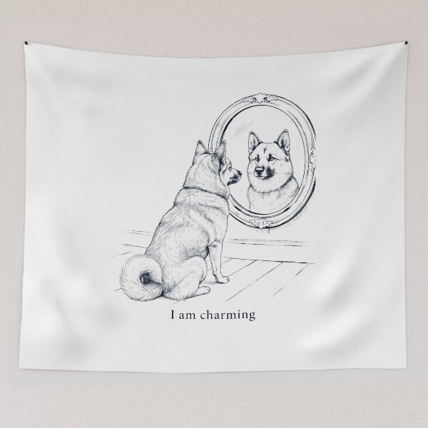 Item preview, Norwegian Buhund I Am Charming Mirror Meme Dog Lover designed and sold by dian-rody-crest.