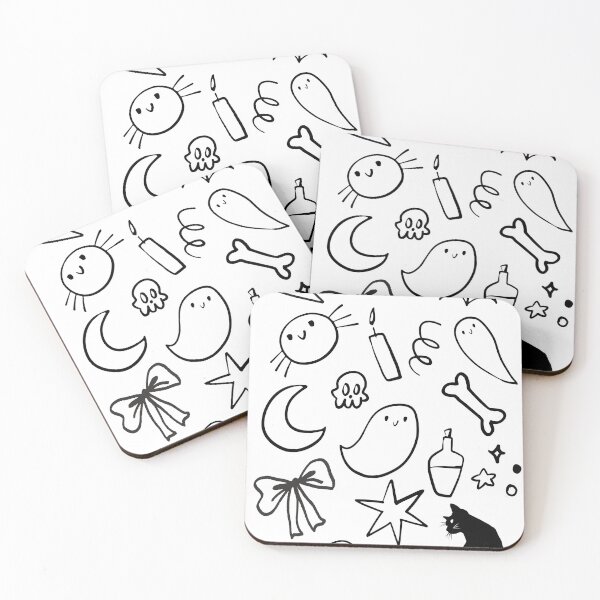 Item preview, Spooky Doodles Black-on-White designed and sold by The Lady Goblin's Goods.