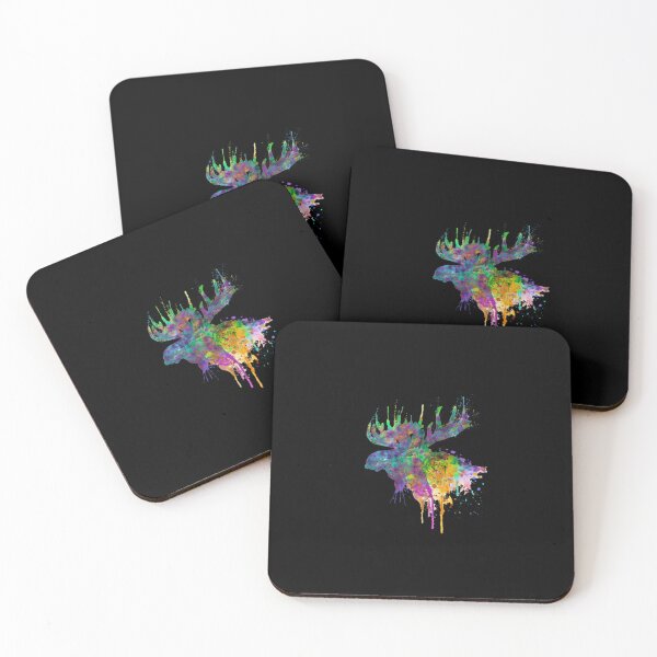 Item preview, Colorful Watercolor Moose Splatter Silhouette Wildlife Art designed and sold by uoncdru.
