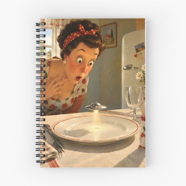 Item preview, Unexpected Guest Alien For Dinner | Retro Vintage Art Prints  designed and sold by UrbanTempleArt.
