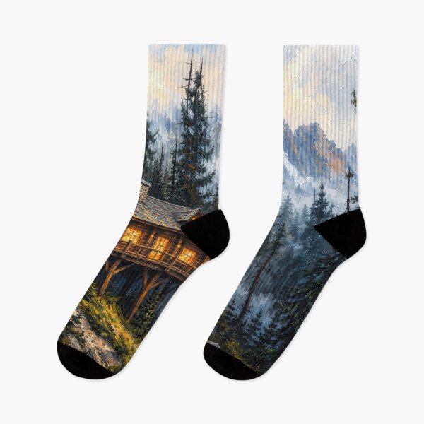 Item preview, Outdoorsy Cabin - Misty Mountain at Twilight Traditional Cabins designed and sold by scicilysimonee.