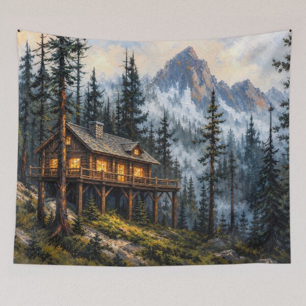 Item preview, Outdoorsy Cabin - Misty Mountain at Twilight Traditional Cabins designed and sold by scicilysimonee.