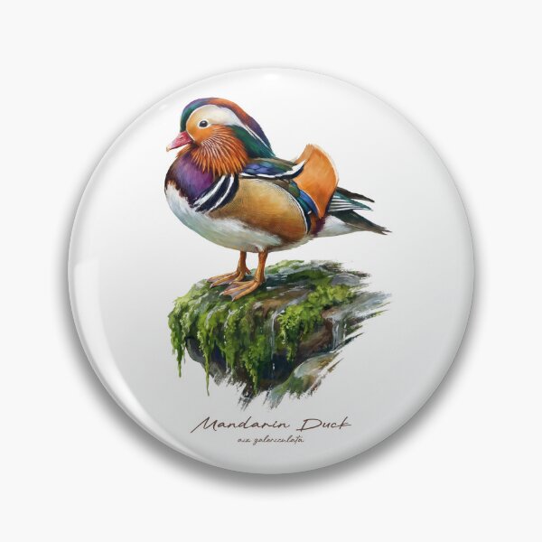 Item preview, Mandarin Duck on Mossy Rockg Bird Illustration designed and sold by Takeda-art.
