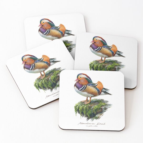 Item preview, Mandarin Duck on Mossy Rockg Bird Illustration designed and sold by Takeda-art.