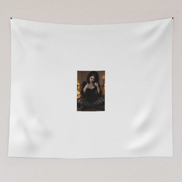 Item preview, Goth woman in black velvet looking annoyed designed and sold by CathryneDelamort.