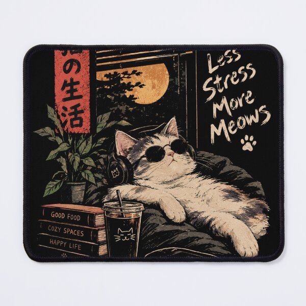 Item preview, Less Stress More Meows - Cool Chill Cat Lo-Fi Window Sunset designed and sold by GenZFashion000.