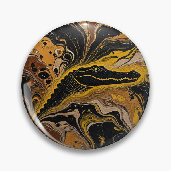 Item preview, Golden Gaze: Abstract Liquid Alligator Art designed and sold by Breezes-of-Ida.
