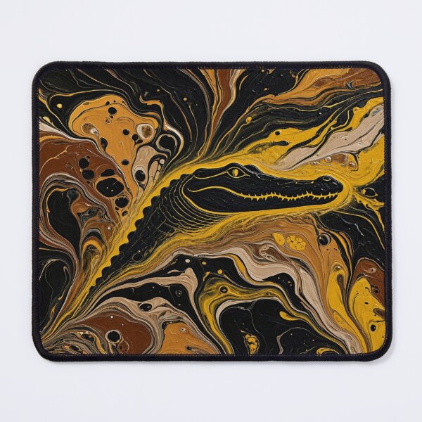 Item preview, Golden Gaze: Abstract Liquid Alligator Art designed and sold by Breezes-of-Ida.