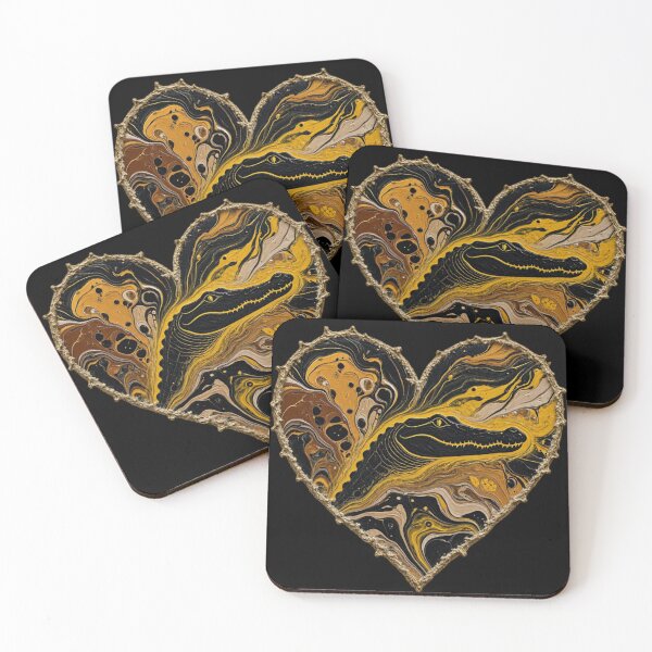 Item preview, Golden Gaze: Abstract Liquid Alligator Art designed and sold by Breezes-of-Ida.