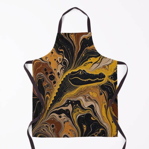 Item preview, Golden Gaze: Abstract Liquid Alligator Art designed and sold by Breezes-of-Ida.