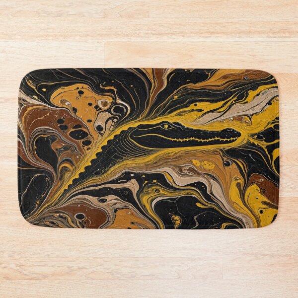 Item preview, Golden Gaze: Abstract Liquid Alligator Art designed and sold by Breezes-of-Ida.