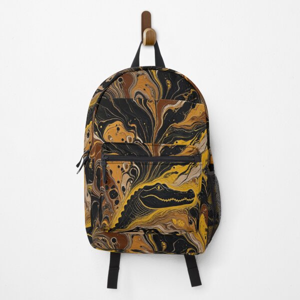Item preview, Golden Gaze: Abstract Liquid Alligator Art designed and sold by Breezes-of-Ida.
