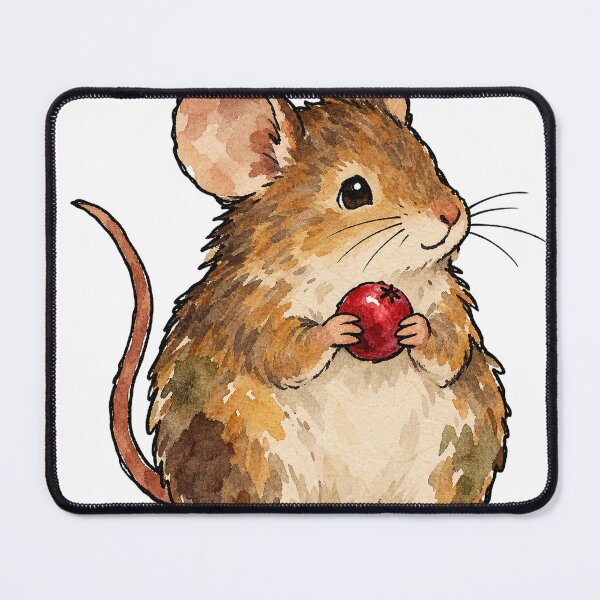 Item preview, Cute Cottagecore Mouse Holding a Red Berry Watercolor designed and sold by Jessie's Palette.