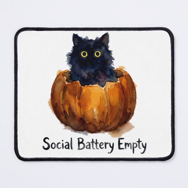Item preview, Black Cat Hiding In Pumpkin Social Battery Introvert Spooky designed and sold by WorldShop17.