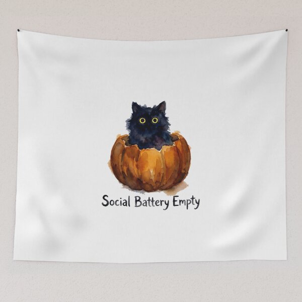 Item preview, Black Cat Hiding In Pumpkin Social Battery Introvert Spooky designed and sold by WorldShop17.