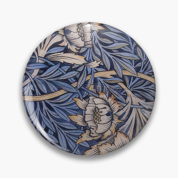 Item preview, Design for tulip and willow indigo discharge wood block printed fabric 1873 designed and sold by VeilOfPigments.