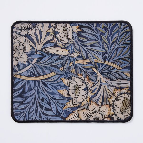 Item preview, Design for tulip and willow indigo discharge wood block printed fabric 1873 designed and sold by VeilOfPigments.
