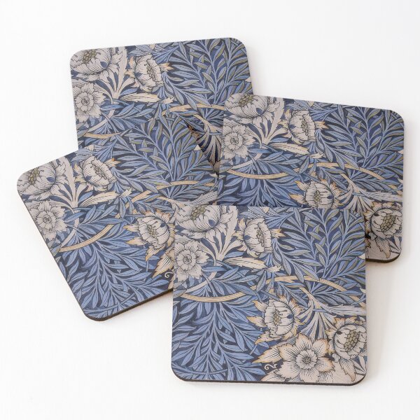 Item preview, Design for tulip and willow indigo discharge wood block printed fabric 1873 designed and sold by VeilOfPigments.