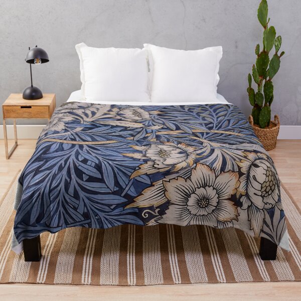Item preview, Design for tulip and willow indigo discharge wood block printed fabric 1873 designed and sold by VeilOfPigments.