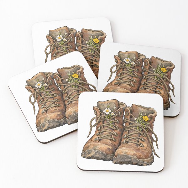 Item preview, Vintage Hiking Boots with Wildflowers Granola Girl Art designed and sold by Jessie's Palette.