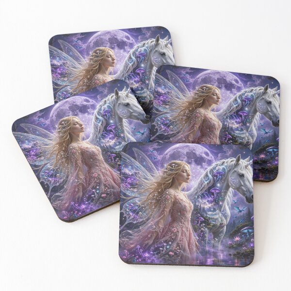 Item preview, Moonlit Enchantment – Fairy and Unicorn Realm designed and sold by DreamyWallVibes.