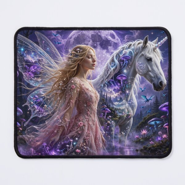 Item preview, Moonlit Enchantment – Fairy and Unicorn Realm designed and sold by DreamyWallVibes.
