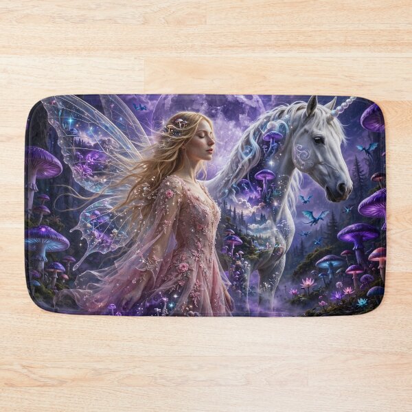 Item preview, Moonlit Enchantment – Fairy and Unicorn Realm designed and sold by DreamyWallVibes.