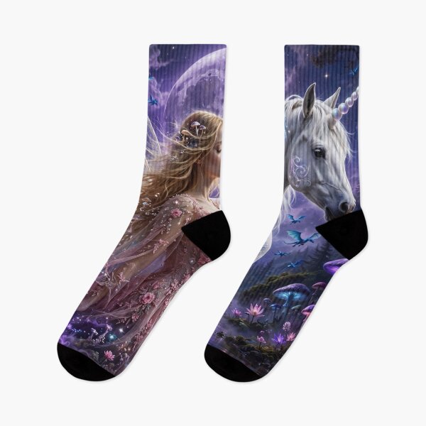 Item preview, Moonlit Enchantment – Fairy and Unicorn Realm designed and sold by DreamyWallVibes.
