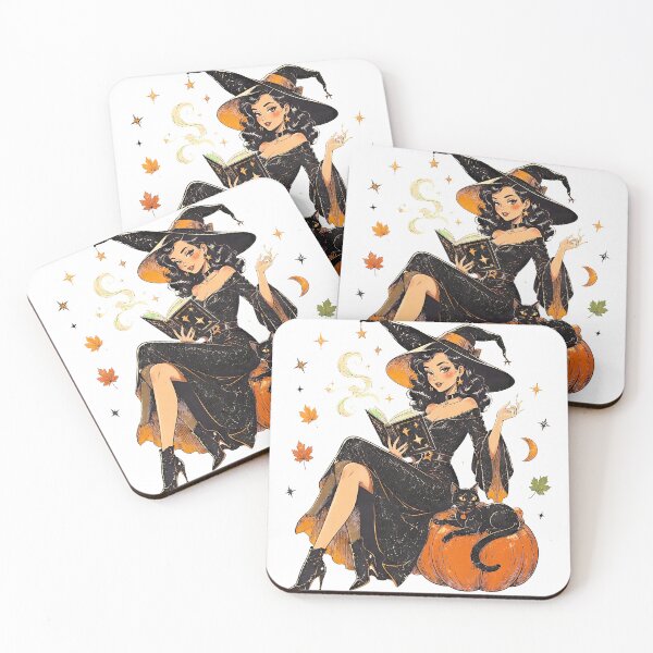 Item preview, Vintage Halloween Witch Reading Book With Black Cat designed and sold by BuncoHearas.