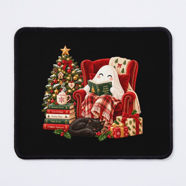 Item preview, Christmas Ghost Reading Cozy Book Lover designed and sold by DaphoLatara.