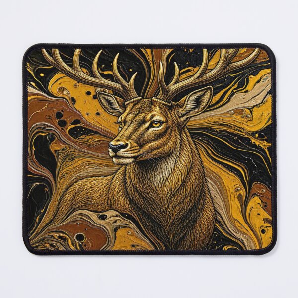 Item preview, Golden Stag Majesty - Geometric Triangle Fluid Art designed and sold by Breezes-of-Ida.