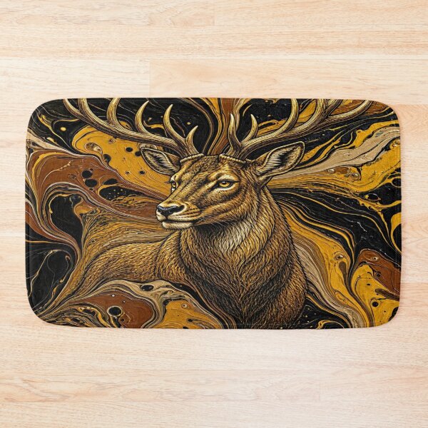 Item preview, Golden Stag Majesty - Geometric Triangle Fluid Art designed and sold by Breezes-of-Ida.